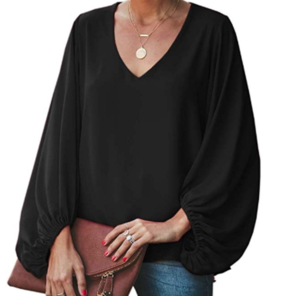 Tops Oversized Long Lantern Sleeve Pullover Shirts